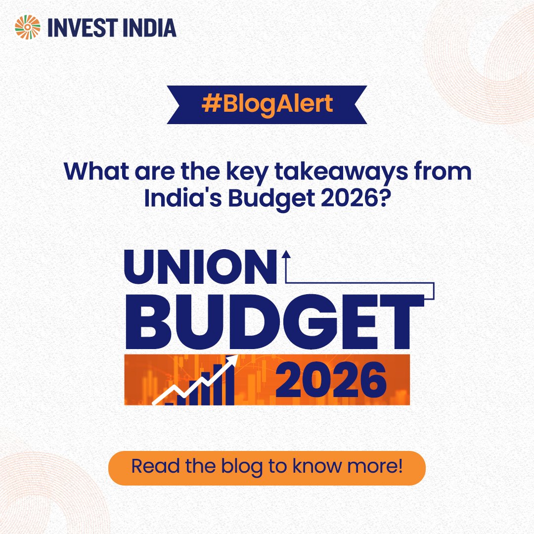 investindia's tweet image. #BlogAlert

Policy signals, growth priorities and the road ahead. Catch the key highlights from #Budget2026 &amp;amp; what they mean for India’s journey towards #ViksitBharat.

Read the blog here: tinyurl.com/blogs-Union-Bu…

#InvestInIndia #ViksitBharatBudget #UnionBudget2026 #UnionBudget26