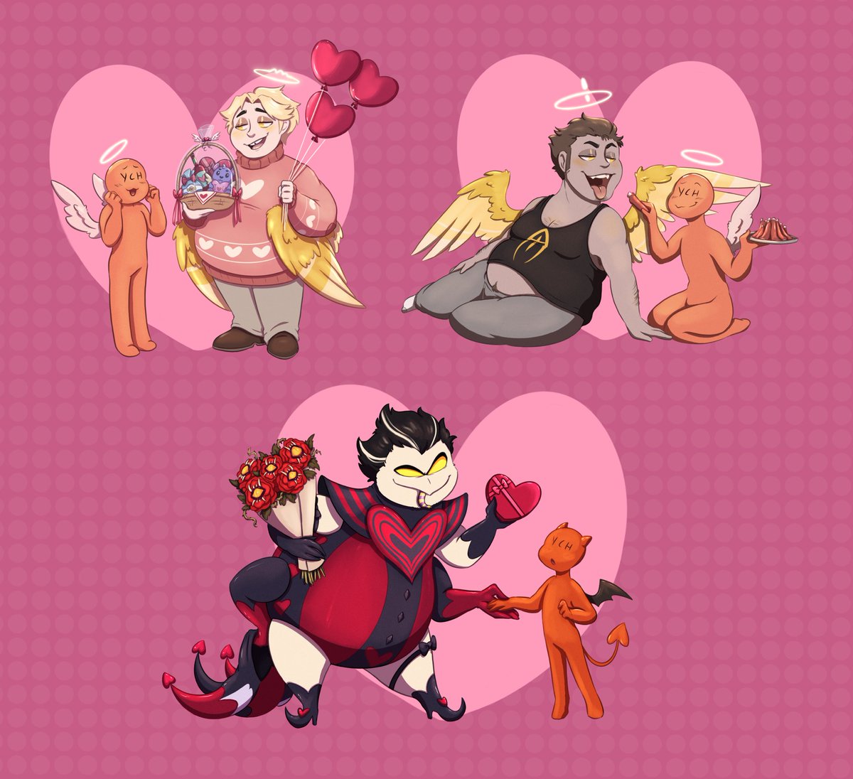 OrangecatArts's tweet image. Ready for Valentine’s day ?🧡

🧡🧡Here are the new YCH for the day of love 🧡🧡

⚠️5 SLOTS FOR EACH ⚠️

⬇️Price per unit

1 - 20€
2 - 35€
3- 50€

#ych #HazbinHotel #HelluvaBoss #ValentinesDay