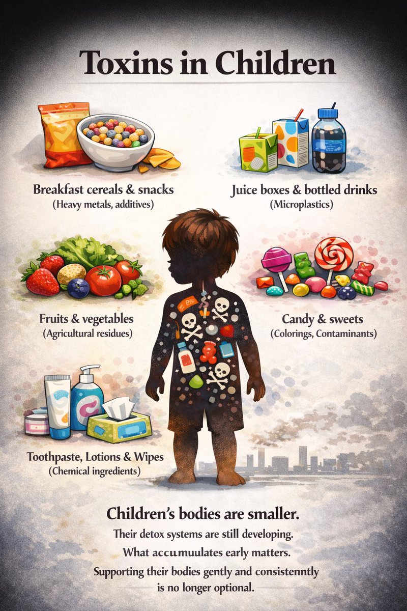 annahatchog's tweet photo. Small doses. Daily exposure. Accumulation matters.

🥣Cereals and snacks: lead, cadmium, arsenic
🧃 Juice and bottled drinks: lead, arsenic
🍓Produce: cadmium, lead, arsenic
🍬Candy: lead, cadmium
🧴 Toothpaste &amp; lotions: lead, mercury

Detox your children to help them. https://t.co/tZIpVHPNdL
