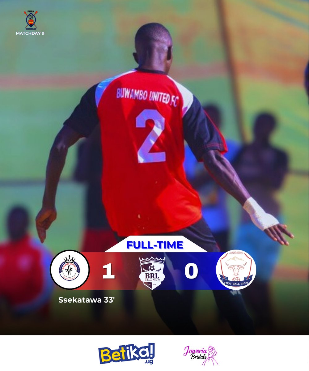 BuwamboUnitedFC's tweet photo. FULLTIME 👏 #BuwamboUnitedVsNyendoFc 
 #BugandaRegionalLeague 
 2025-26 Season
 #Matchday9
 @BugandaRFA @sautisport @USPAmedia https://t.co/Pn8PuCBSWg