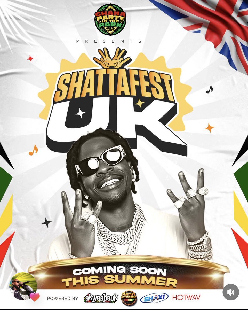 GhHybrid1's tweet image. 🚨 Shatta Wale in 2026 has vowed to put Ghana's name on the international map. Something Stonebwoy has tried to do all his entire career. 

He starts in the United Kingdom 🇬🇧 with #ShattaFestUK. 

Get Ready‼️‼️‼️‼️‼️