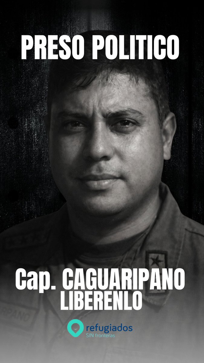 SContrerasB's tweet photo. LIBERTAD PARA EL CAPITÁN Juan Carlos Caguaripano
Preso político desde 2017 por denunciar la ruptura del orden constitucional en Vzla
Ha sufrido
torturas
aislamiento extremo
negación médica
graves violaciones de DDHH
Denunciar no es delito
#LibertadParaCaguaripano #PresosPolíticos https://t.co/HULsh4TaAp