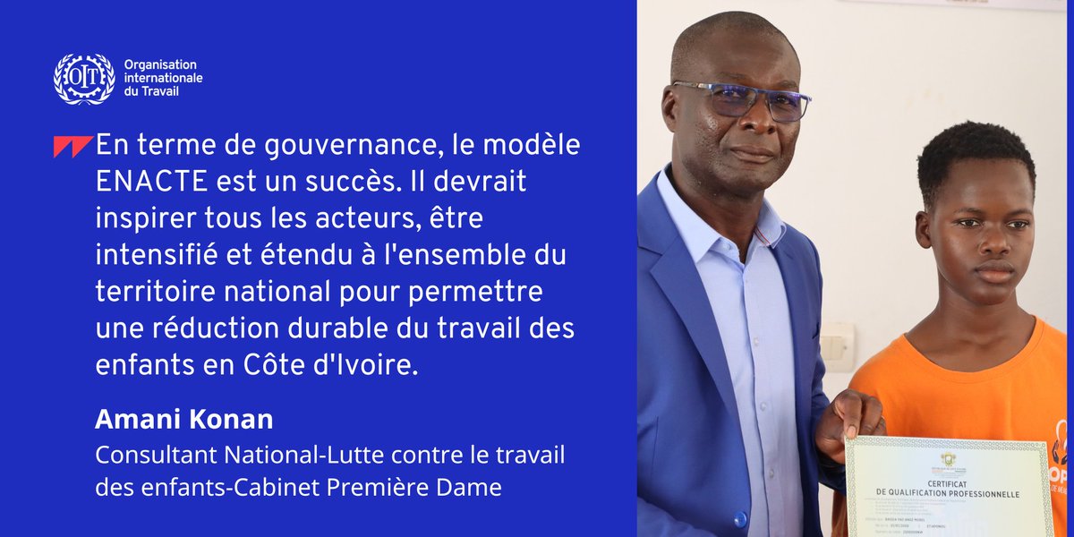OITAbidjan's tweet photo. 📌#ENACTE, un modèle salué au➕ haut niveau.

Pour Amani Konan, Consultant national au Cabinet de @dominiqueouat en charge de la lutte contre le #TravailDesEnfants, ENACTE est un succès en gouvernance et un modèle à intensifier et étendre.

@UNICEF_CIV @OIMCotedIvoire #CNS #CIM https://t.co/upcVMVBLho