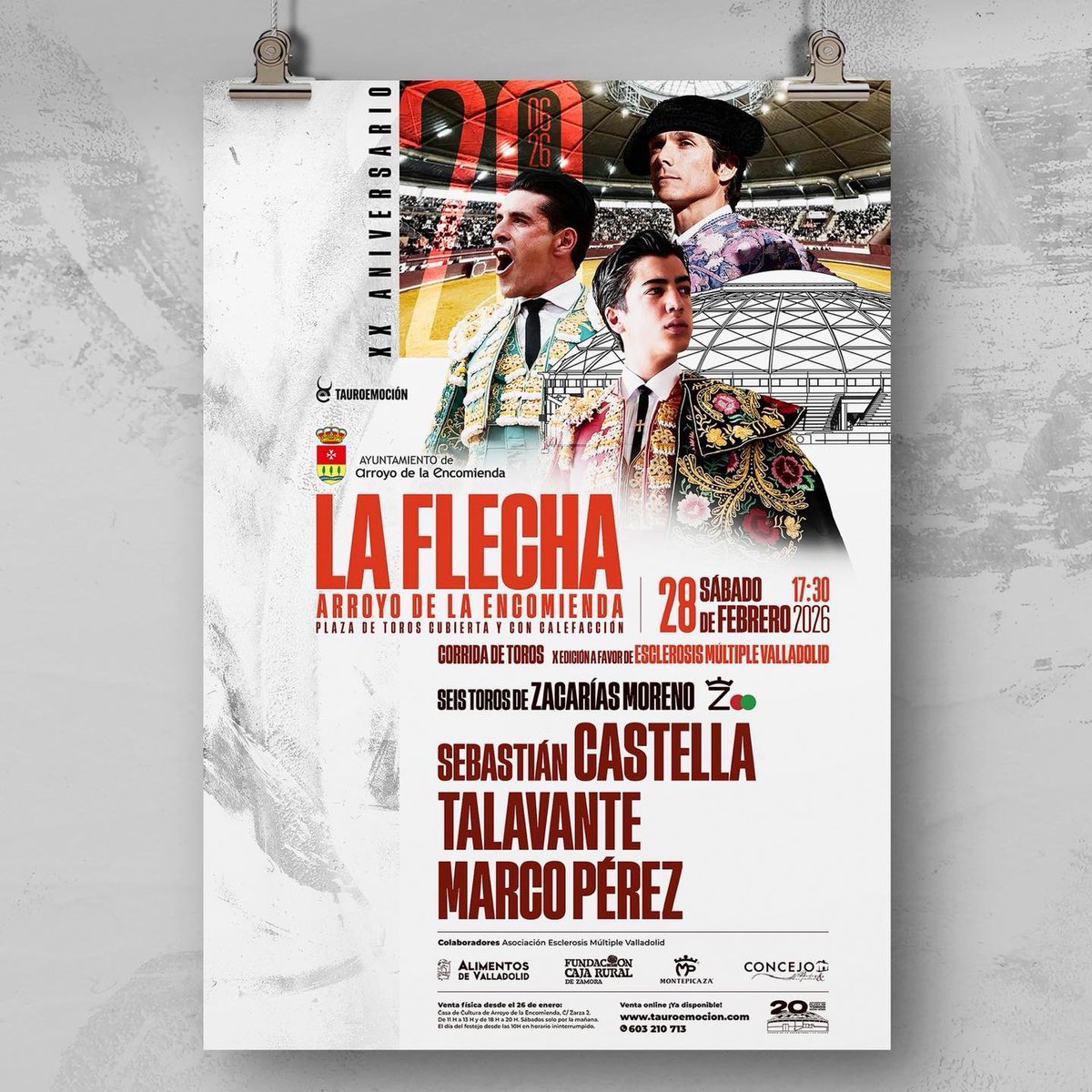 🙋🏼‍♂️👋🏼¡𝗕𝗜𝗘𝗡𝗩𝗘𝗡𝗜𝗗𝗢, 𝗙𝗘𝗕𝗥𝗘𝗥𝗢! Un mes de solidaridad, aniversario y toros: 𝟮𝟬 𝗮𝗻̃𝗼𝘀 𝗱𝗲  𝗟𝗮 𝗙𝗹𝗲𝗰𝗵𝗮.

El 28 de febrero 𝗖𝗔𝗦𝗧𝗘𝗟𝗟𝗔, 𝗧𝗔𝗟𝗔𝗩𝗔𝗡𝗧𝗘 𝘆 𝗠𝗔𝗥𝗖𝗢 𝗣𝗘́𝗥𝗘𝗭.💥🧨

🔗🎟️ ¡𝗩𝗘𝗡𝗧𝗔 𝗘𝗡𝗧𝗥𝗔𝗗𝗔𝗦! tauroemocion.es