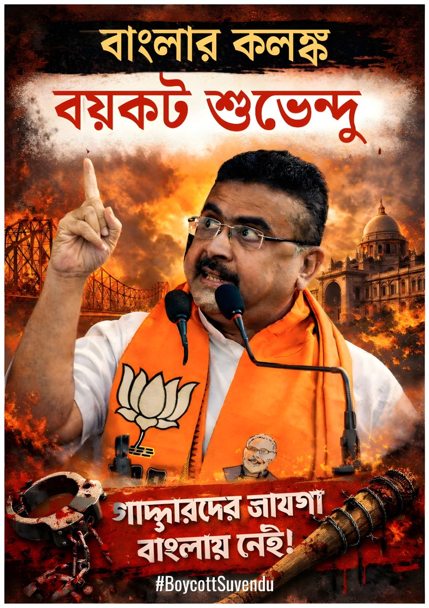 JakirMallicAITC's tweet photo. 🔴 “বাংলার কলঙ্ক শুভেন্দু”
জনতার বিশ্বাস ভেঙে ক্ষমতার কাছে আত্মসমর্পণ—
বাংলা এটা ক্ষমা করবে না ✊
#বাংলারকলঙ্কশুভেন্দু
#BoycottSubhendu
#বিশ্বাসঘাতক
#BanglaRejectsYou
#nomoredrama https://t.co/s0kdyQdrYO