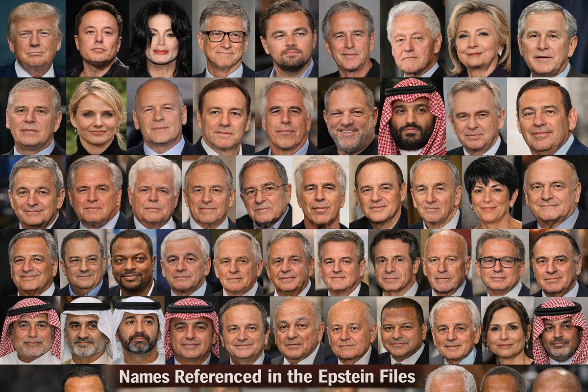 🔴 #Epstein Listesi 

🇺🇸 Donald Trump
🇺🇸 Elon Musk
🇺🇸 Michael Jackson
🇺🇸 Bill Gates
🇺🇸 Leonardo DiCaprio
🇺🇸 George W. Bush
🇺🇸 Bill Clinton
🇺🇸 Hillary Clinton
🇬🇧 Prince Andrew
🇺🇸 Cameron Diaz
🇺🇸 Bruce Willis
🇺🇸 Kevin Spacey
🇺🇸 Harvey Weinstein
🇺🇸 Jeffrey Epstein
🇬🇧 Mick Jagger
🇺🇸