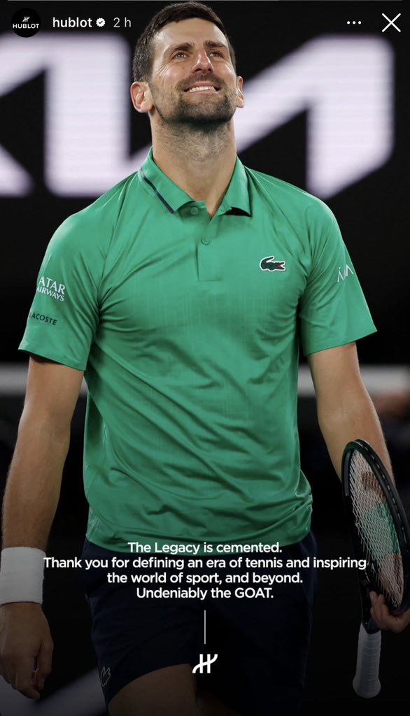 frani2312's tweet photo. Hublot

“The Legacy is cemented.
Thank you for defining an era of tennis and inspiring the world of sport, and beyond.
Undeniably the GOAT.”

So true 🐐❤️🔥 https://t.co/5RIpLQK5uu