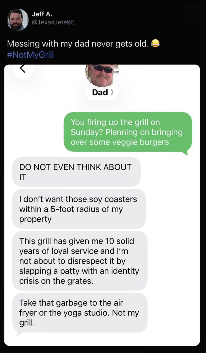 You gotta respect a man's grill. #NotMyGrill