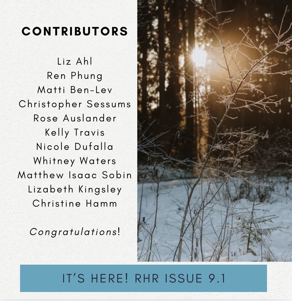 River_Heron's tweet photo. It’s here—Issue 9.1 and the River Heron Editors’ Prize! Congratulations to all the poets whose work appears in these issues. https://t.co/ytPWl4e2VZ