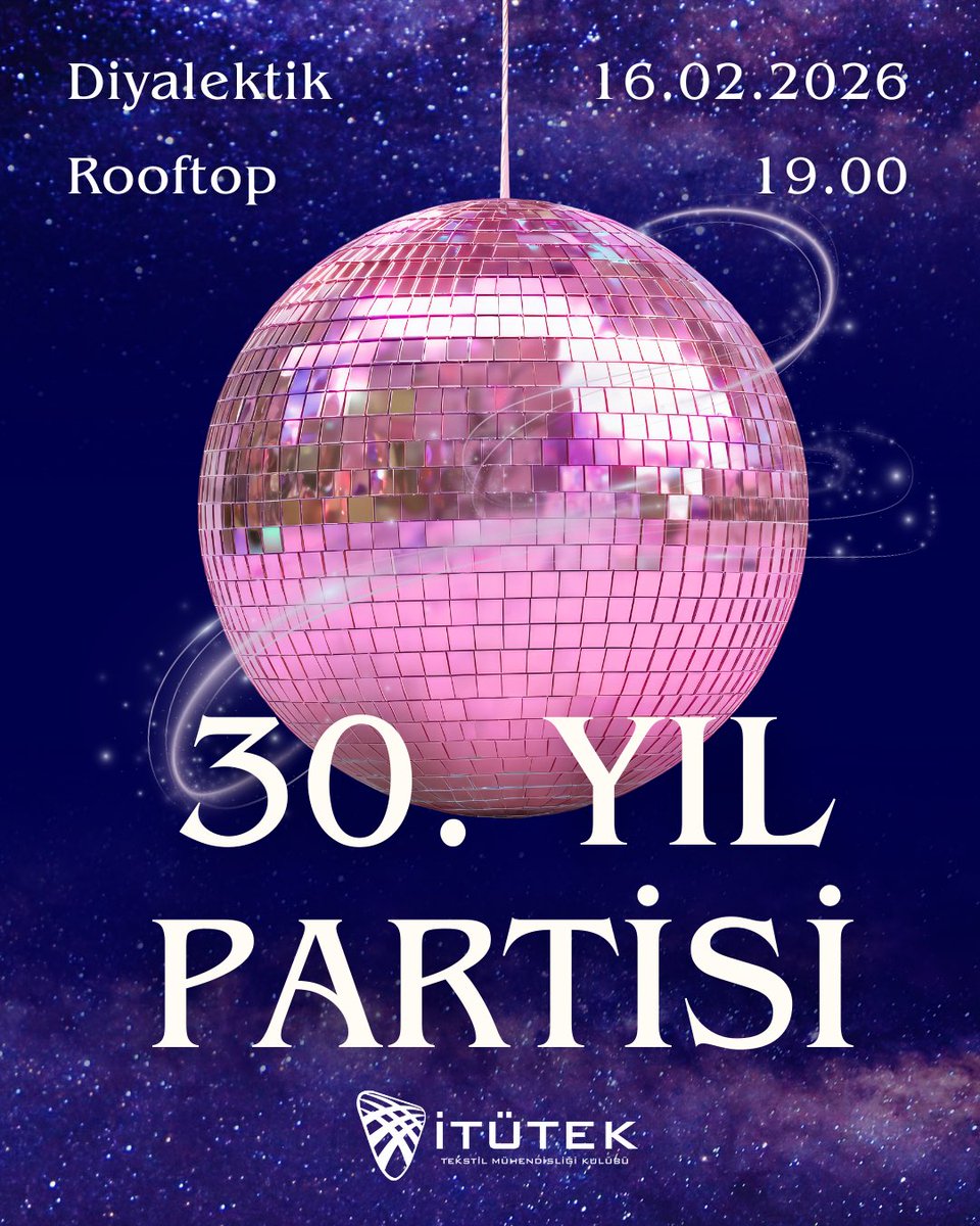 itutek's tweet photo. İTÜTEK olarak 30. yılımızı mezunlarımız ve mevcut tekstil mühendisliği öğrencileriyle birlikte kutlamaya hazırlanıyoruz.
16 Şubat’ta Diyalektik Rooftop’ta bir araya geliyoruz. 🎈
Linki doldurmanız yeterlidir.

https://t.co/jqj0nspHuF https://t.co/YO0vVYJeTI