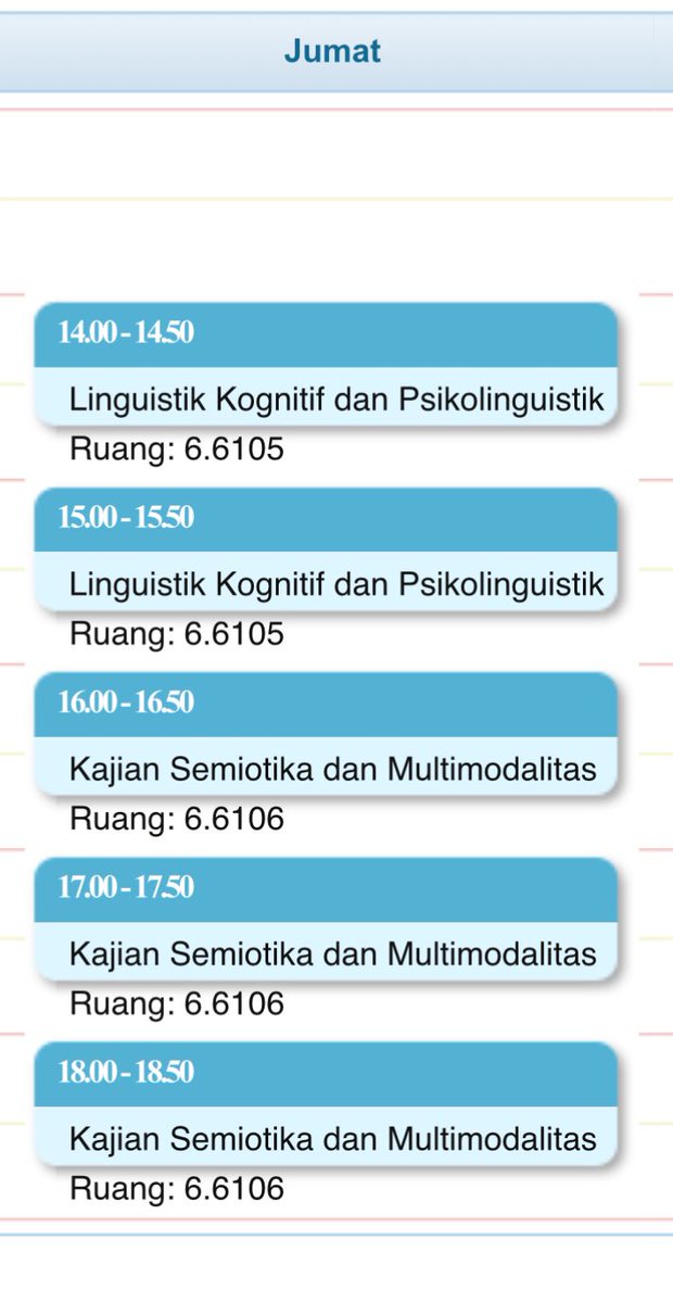 dessyir's tweet photo. jadwal hidup selama 5 bulan ke depan:
membuka pekan dengan linguistik korpus dan statistika; menutup pekan dengan linguistik kognitif dan semiotika https://t.co/vBgDPmwVcn