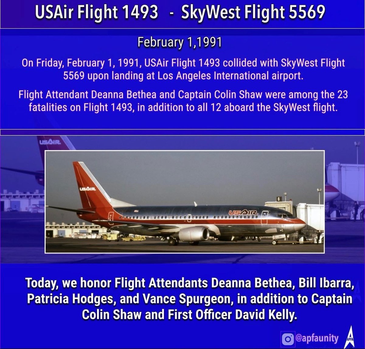 APFAunity's tweet image. Remembering USAir 1493 and Skywest 5569