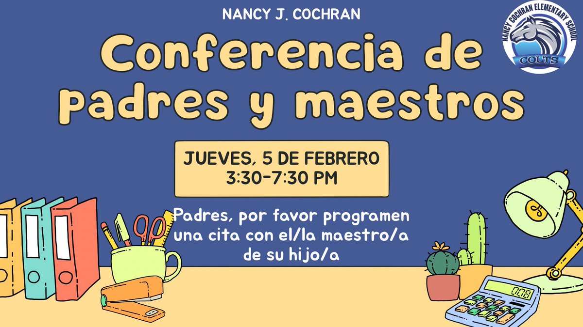 cochran_school's tweet photo. 📢 Schedule Update – Cochran
Due to last week’s snow days, Parent-Teacher Conferences have been moved to Thursday.
Thank you for your flexibility. We look forward to connecting with our families!
#CochranPride #Region4SayNoMore @EDAmaya04 @SHussainDISD https://t.co/Zki6kWHVhb
