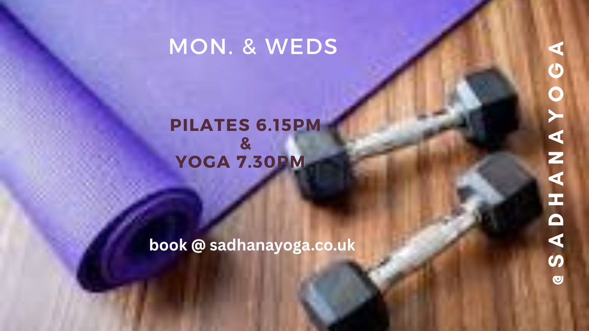 ✨ Move. Breathe. Reset. ✨
Mon &amp; Wed evenings on Zoom:
6:15 PM | Pilates &amp; Strength 💪
7:30 PM | Mindful Yoga &amp; Meditation 🧘‍♀️
Strengthen your body, calm your mind, and feel balanced 💛
📲 sadhanayoga.co.uk #OnlineWellness #PilatesAndStrength #MindfulMovement