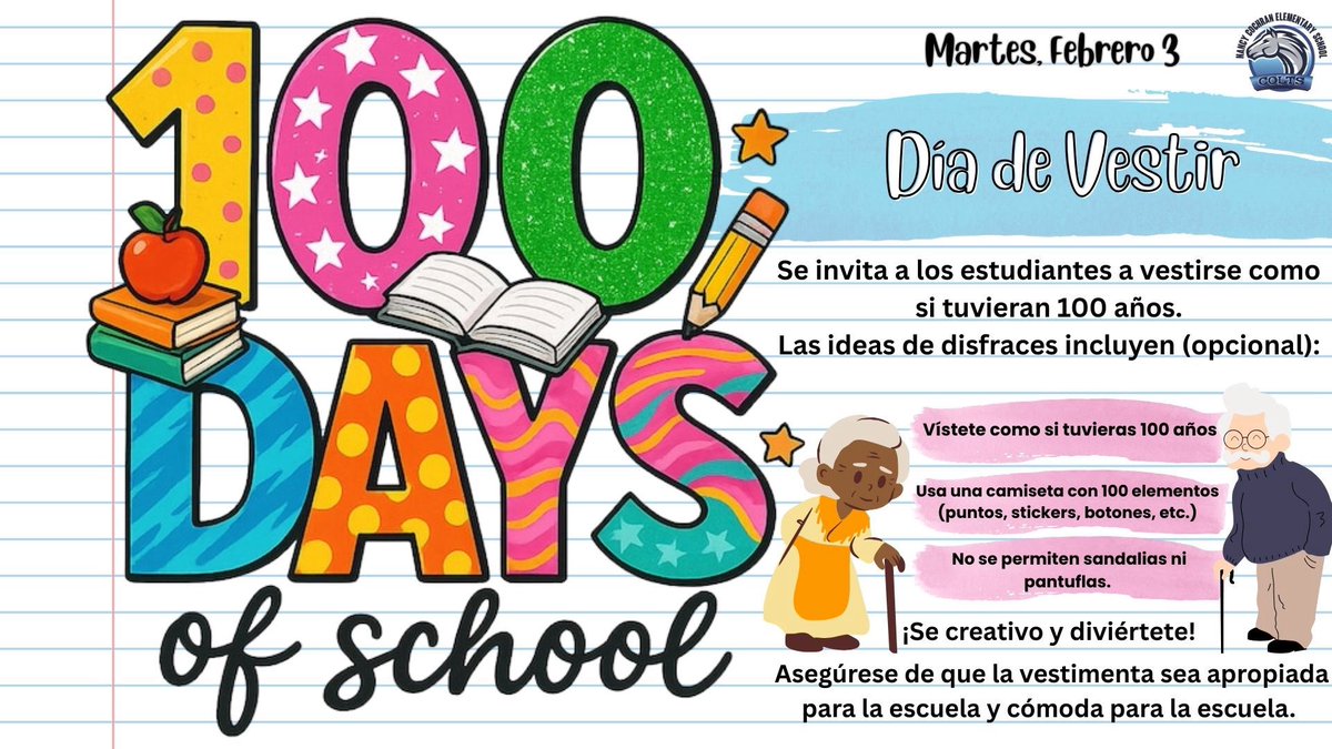 cochran_school's tweet photo. 📢 Update: 100th Day of School
Due to last week’s snow days, our 100th Day of School celebration has been moved to Tuesday.
We can’t wait to celebrate 100 days of learning and fun with our students! 🎉💯 #CochranPride #100DaysSmarter

#Region4SayNoMore @EDAmaya04 @SHussainDISD https://t.co/CjB2ANpemK