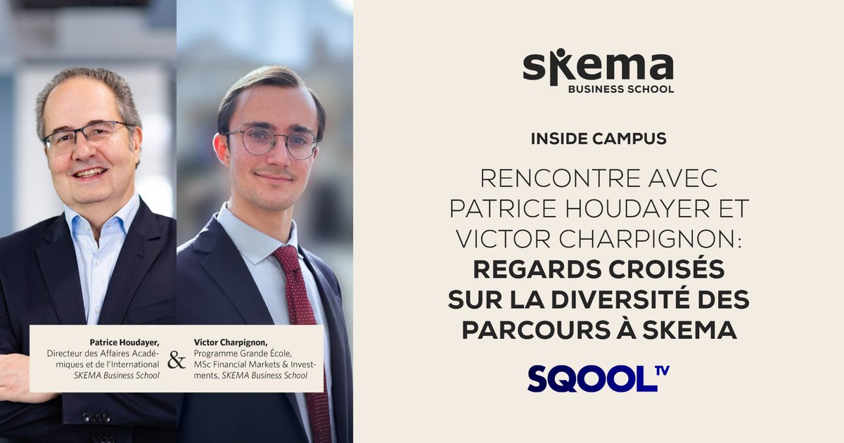 [VOUS L'AVEZ MANQUÉ 🔄] Quels sont les atouts qui font la singularité de SKEMA? Dans"Inside Campus" sur SQOOL TV, Patrice Houdayer et Victor Charpignon livrent leur regard sur ce qui distingue l’école aujourd’hui. Découvrez l'interview: fcld.ly/5tv53yj #WeAreSKEMA