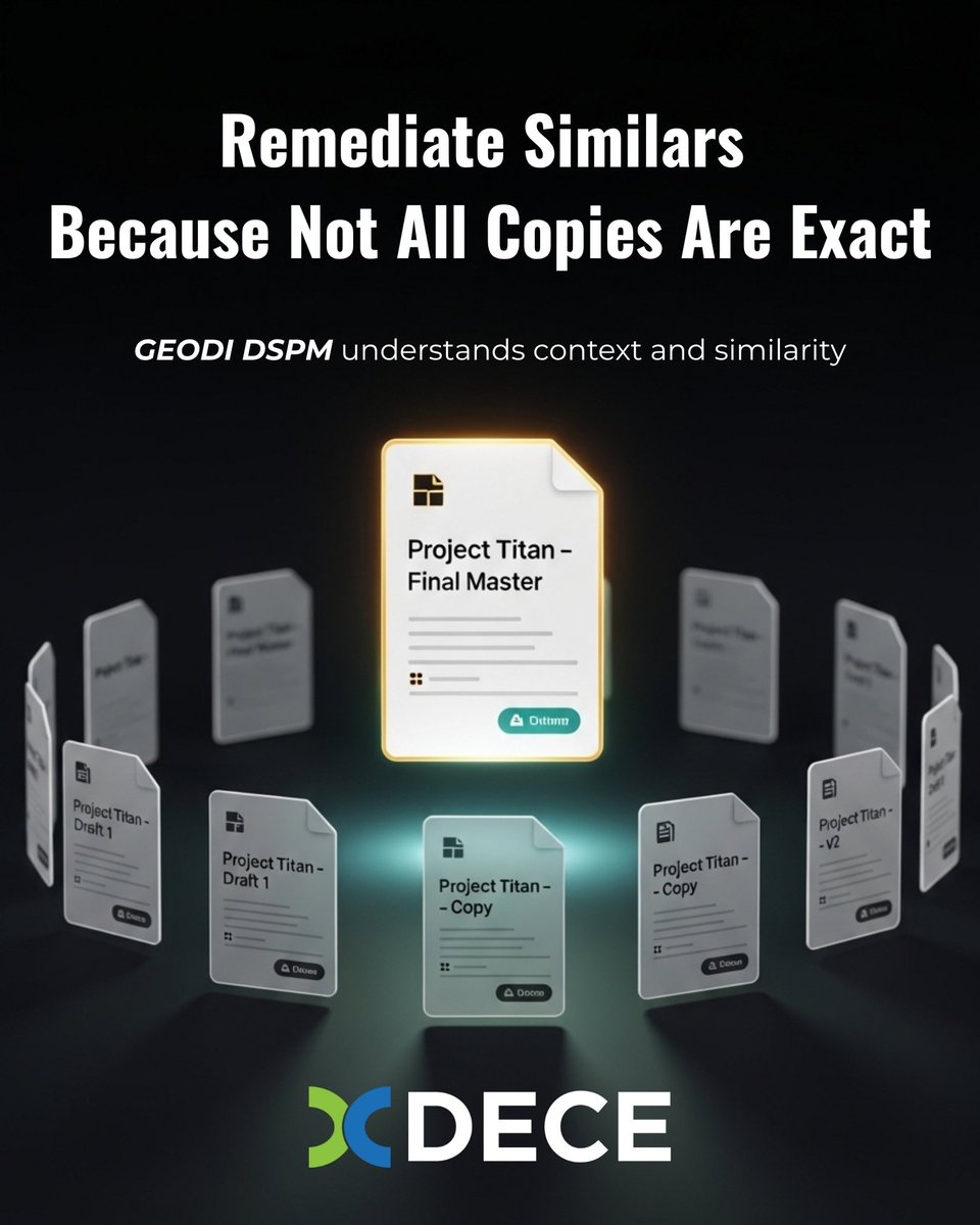SoftwareDECE's tweet photo. Remediate Similars Because Not All Copies Are Exact 🔍♻️

Duplicates are easy. Similars are smarter.
Across your organization, thousands of files may differ by just a name, timestamp, or a few words yet still contain the same sensitive data.

#DSPM #DataRemediation #Duplicates https://t.co/QyJzoAju5c