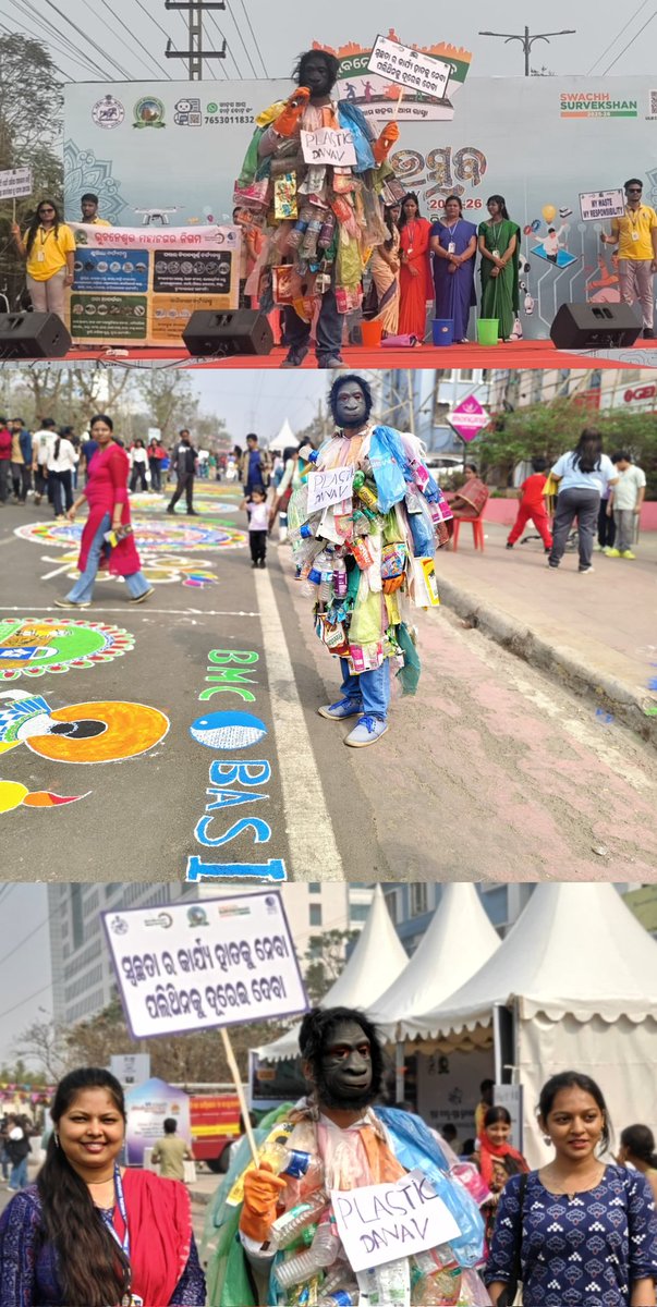 BMWV_BBSR's tweet photo. Team BASIX in Collaboration with @bmcbbsr participated in Patha Utsav 2026 at Infocity Square, BBSr (01 Feb). Managed solid waste, conducted IEC activities, street play, Plastic Danav & Swachhata Rangoli to promote zero litter and SUP awareness. ♻️✨
#PathaUtsav2026 #bbsr #BMC https://t.co/KvjKSZJVa0