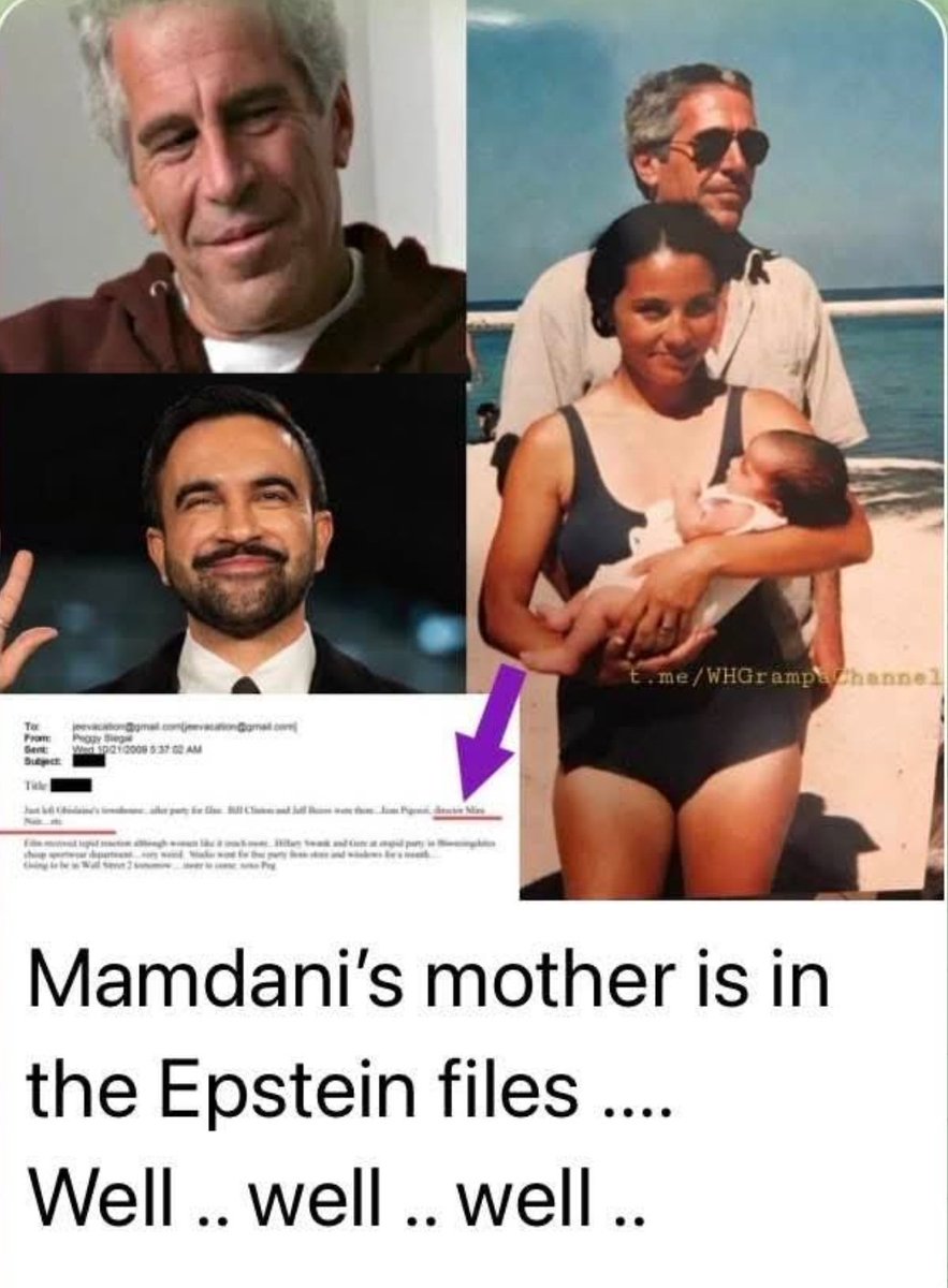 Oh L👀K!!  It's baby Mamdani with his mama and Jeffery Epstein. 🤔