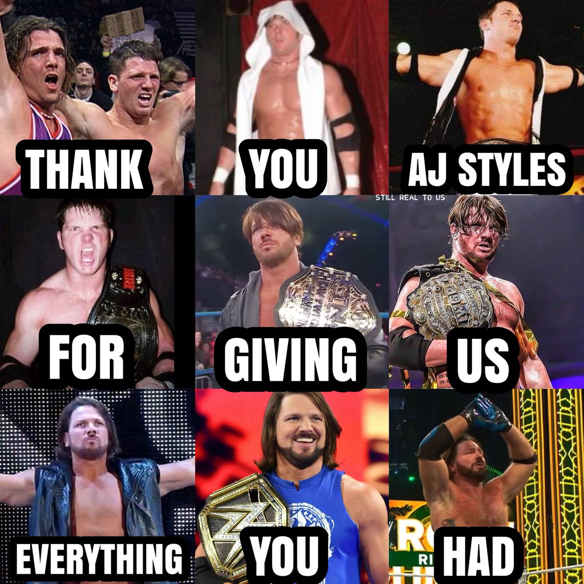 stillreal2us's tweet image. One of the greatest to ever do it. Thank you AJ Styles.