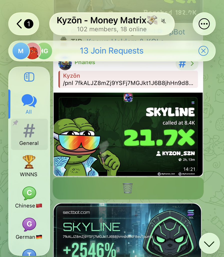 $SKYLINE sending to millions and beyond 
21.7x profit 🔥MORE THAN  2100% PROFIT🔥 

An early entry for all my TG subscribers at 8k MC if you were my Tg  🔥🔥 make sure you join TG 👇

We’re catching every runner, Join TG to make profit and our my calls t.me/Frontrunners_T…