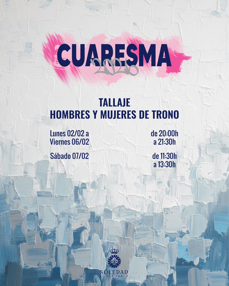 Recuerda que mañana lunes comienza el reparto de hombres y mujeres de trono del Santo Traslado y Nuestra Señora de la Soledad.

Estaremos de 20 a 21.30 horas.

#CofradiasMLG