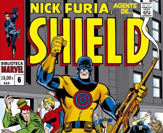 CuanticaGrafica's tweet photo. La búsqueda de rumbo de la cabecera se asemejó a lo que le ocurría  su personaje principal: #NickFuria,  desubicado ante un mundo cambiante. Edita @PaniniComicsEsp #comicsaroundtheworld #Marvelcomics  #NickFury  https://t.co/eHzLAKhIt4 https://t.co/VbMIFEpSMt