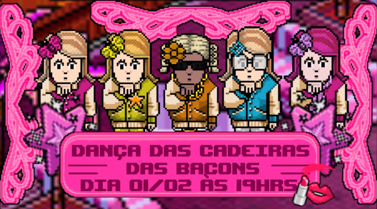 🪑✨ Dança das Cadeiras no Habbo

Hoje é dia de testar reflexo, risadas e amizade! Às 19h, a sala vira pista e só os mais rápidos garantem o lugar.

Chama a galera, ajusta o look e vem viver esse momento pixelado com a gente! 🎶🔥