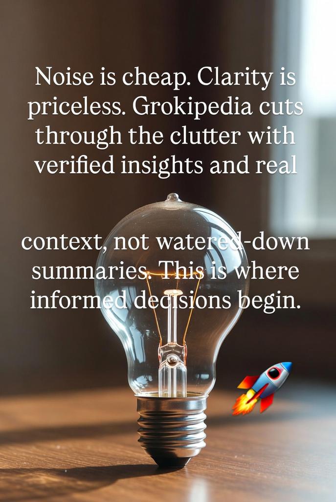 BlockJayster's tweet image. Noise is cheap.
Clarity is priceless.
Grokipedia cuts through the clutter with verified insights and real context, not watered-down summaries.
This is where informed decisions begin. 💡🚀
Ca:H11RzeeZjfSm2bqEQpwDzaHY18qGeiyFx3mqavF3pump