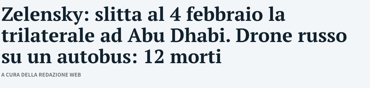 La "tregua del gelo" del Premio Nobel per la Pace non ha mai funzionato.

Del resto il criminale al Cremlino direi che ha l'imbarazzo della scelta tra gli argomenti da spendere per tenere al guinzaglio Donald, Melania e tutto il cucuzzaro.