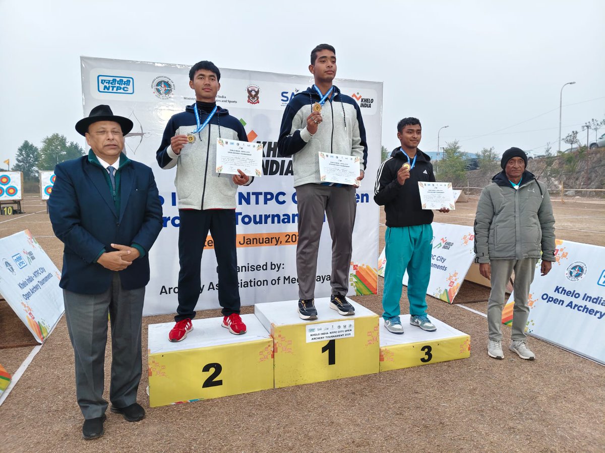 amodanand23's tweet photo. Master Devraj Mohapatra of KV NEHU Shillong class XII student representing East Khasi Hills District, secured the top spot in the Recurve (M) 2×70 mtrs Distance category at the Khelo India NTPC City Open Archery Tournament, organized at SAI STC NEHU Shillong on January 31, 2026. https://t.co/fVTX7DtlSo