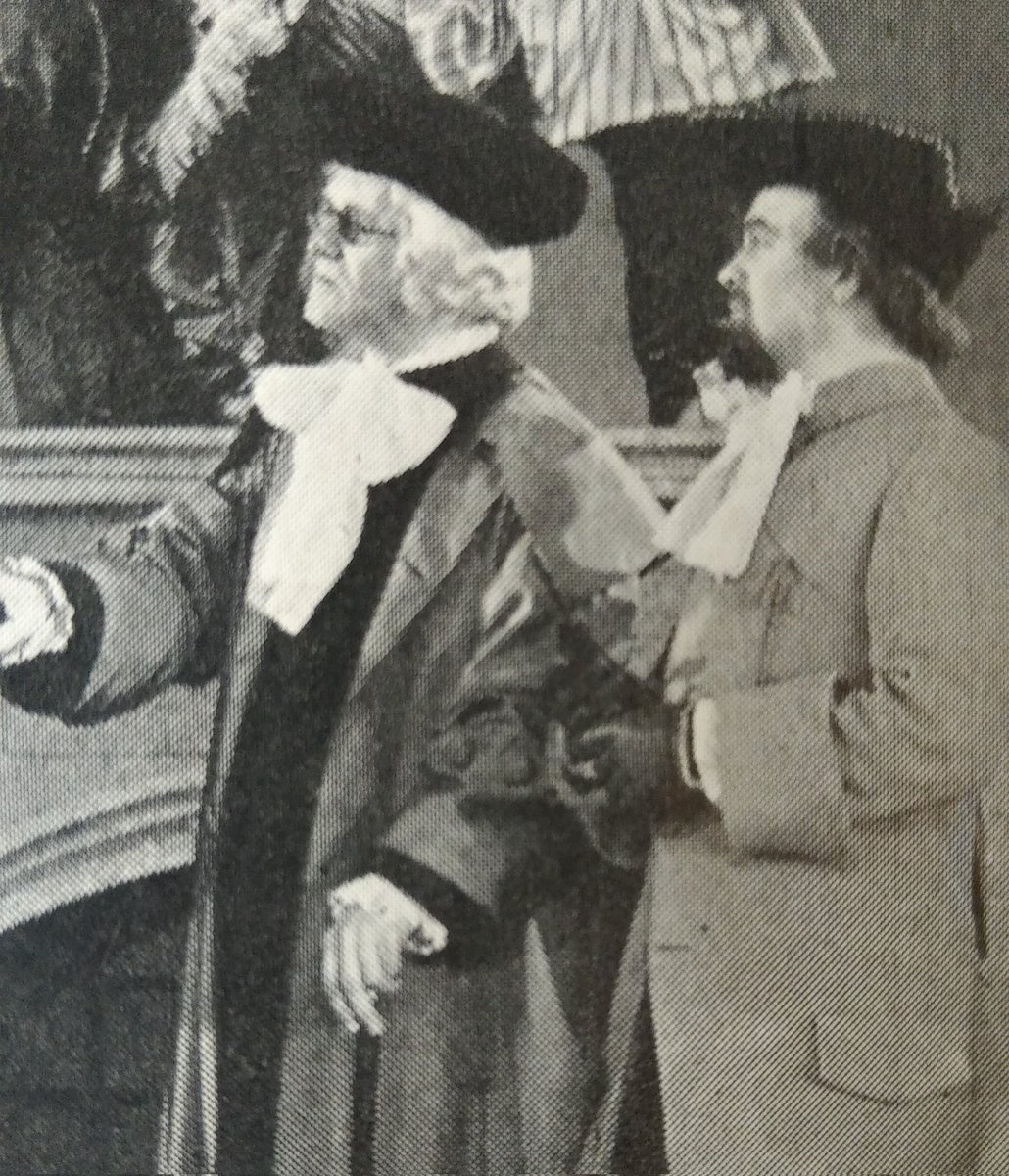 #PatrickWymark (right) as Salerio, with Tony Van Bridge as Salanio, in the Old Vic production of THE MERCHANT OF VENICE (Jan 6 to Feb 21st 1953) . Wymark's 5th professional role (photo by <a href="/angus_mcbean/">Angus McBean</a>