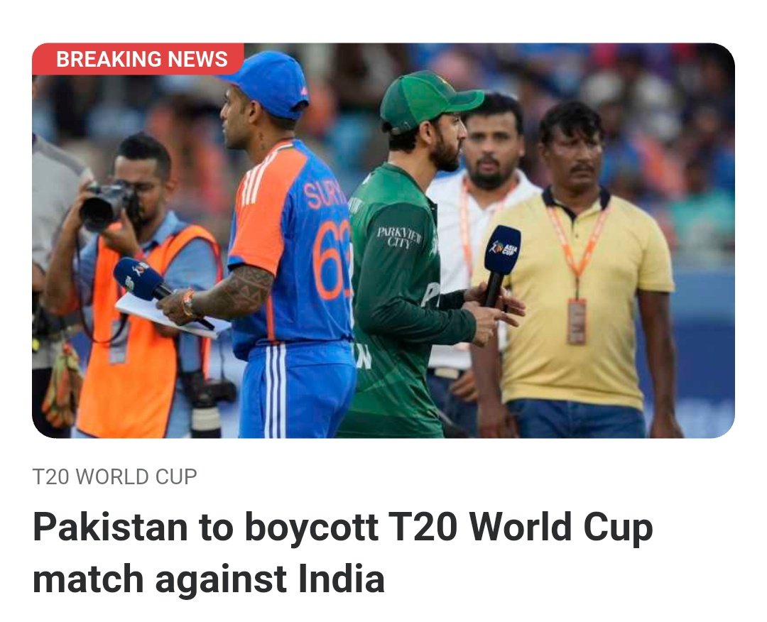 Big Breaking,

Pakistan To Boycott T20World Cup 
Match Against India,

#ICCT20WORLDCUP #INDvsPAK