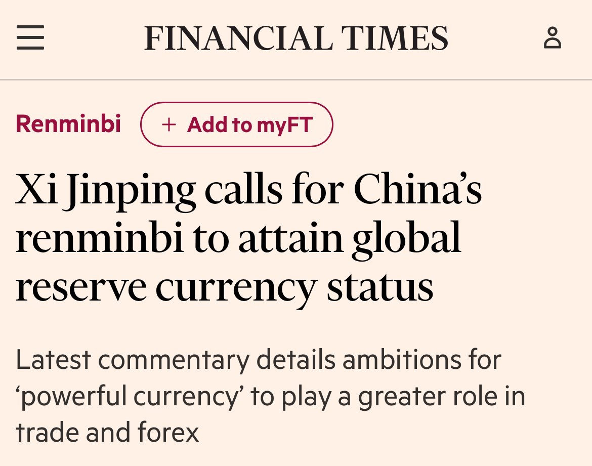 Before the dollar doomers get too excited, understand this:

A) Despite today’s headline, he made this comment in 2004 to “top regional officials”, they just weren’t publicly released until now.

B) China officially operates a managed floating exchange rate regime. Going to a