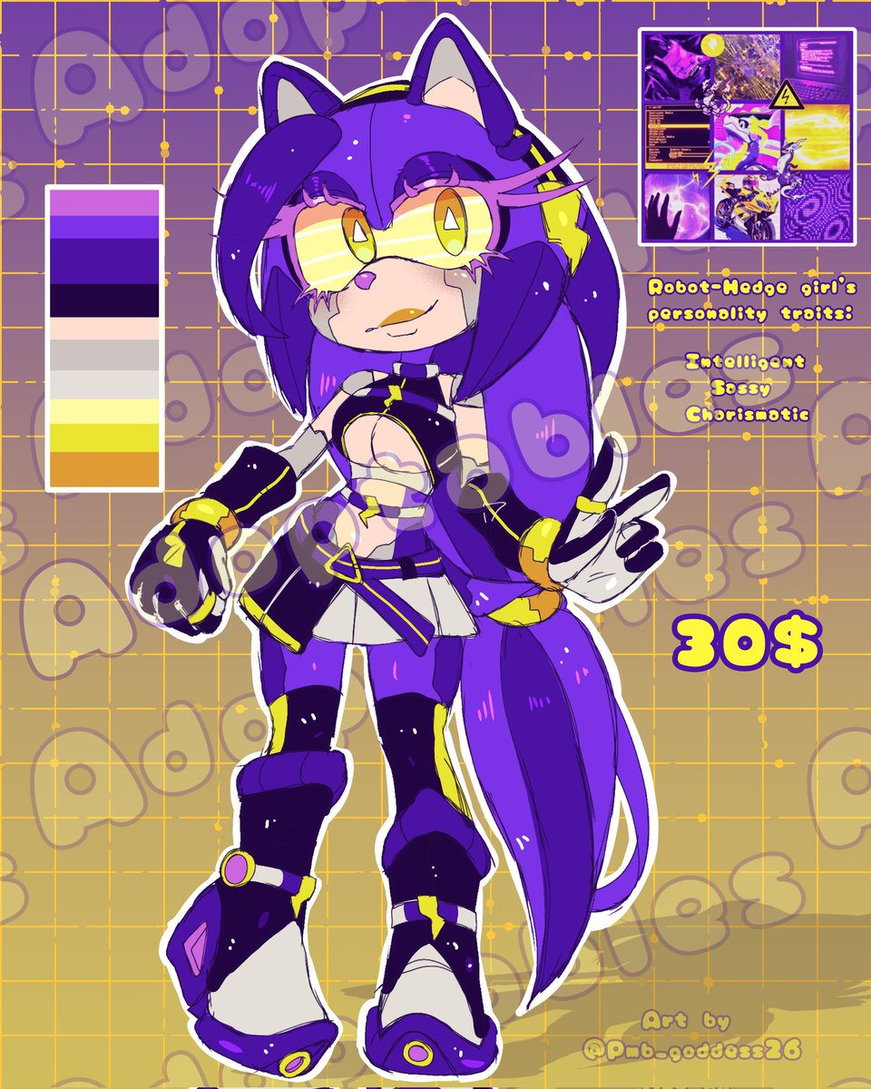 goddess22_p's tweet photo. Robo-Hedge girl 💜💛🤍|| {OPEN}
Available on Kofi ❤️
Price: 3️⃣0️⃣$
Payment method: PayPal/Cash app
✨ If you're interested either Dm me or comment down below 👇🏾💕✨
#Sonicoc #ocadoptables https://t.co/LeWaoVcJtl