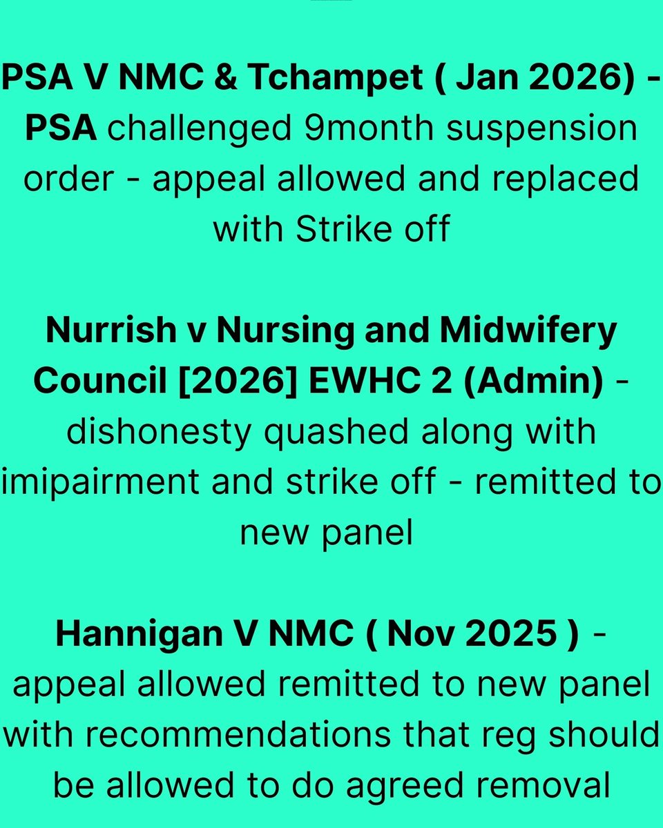 _nmcwatch's tweet photo. 7 appeals in last 12months where High Court Judge upheld. Despite use of expensive external law firms helping NMC to improve process. Many won't take to appeal - how can we be confident all decisions are valid? #NMCNotFit #proportionateregulation #reformNMCNow https://t.co/ByR6oC4fP5