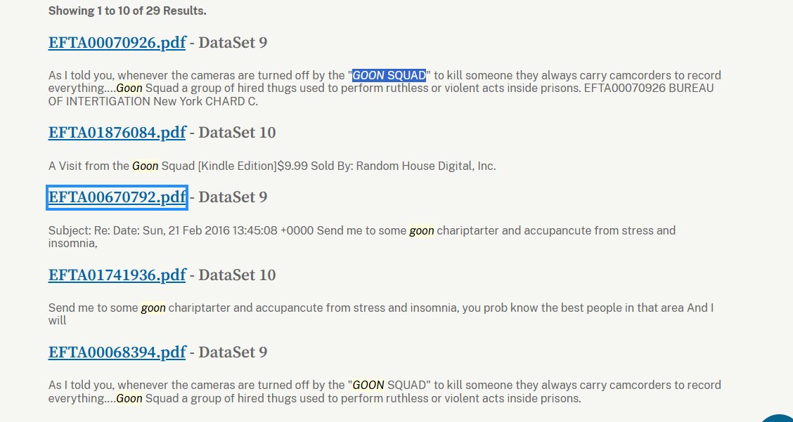 cubeexplorer's tweet image. $GoonSquad

3KmoGkkVvRF2E9ri9yUnDcsaQBMKJMQJaFpGuCPVpump

I found mentions of a certain Goon Squad in Epstein's files, and it's mentioned more than once.

justice.gov/epstein/files/…

Epstein frequently mentions this term, and it likely describes everything that happened on his…