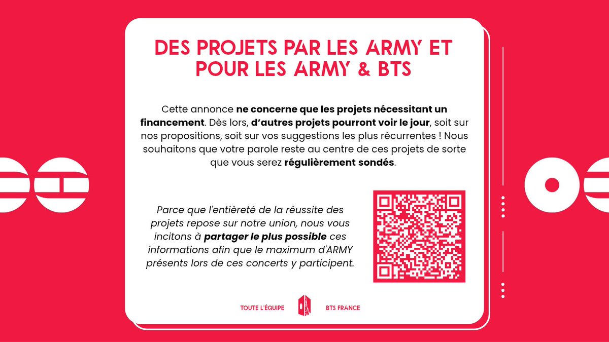 BTSFRANCE_'s tweet image. Les informations à retenir :

➡️ 2 projets : bannières &amp;amp; tifos
➡️ Une cagnotte commune à tous et pour tous les projets
➡️ Une cagnotte à 4 paliers pour permettre la réalisation des projets
➡️ 15 127,20€ à récolter
➡️ Une cagnotte organisée sur HelloAsso 
➡️ Fin de la collecte :…
