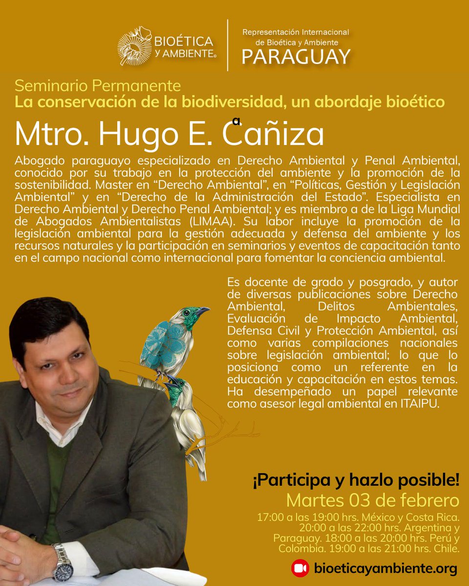 #SeminarioPermanente
La #conservación de la #biodiversidad, un abordaje #bioético

Tema: Introducción al Seminario, Presentaciones &amp; Aspectos a tratar en relación con la #bioética. Biodiversidad, conservación y bioética.  Los #Derechos de la #Naturaleza