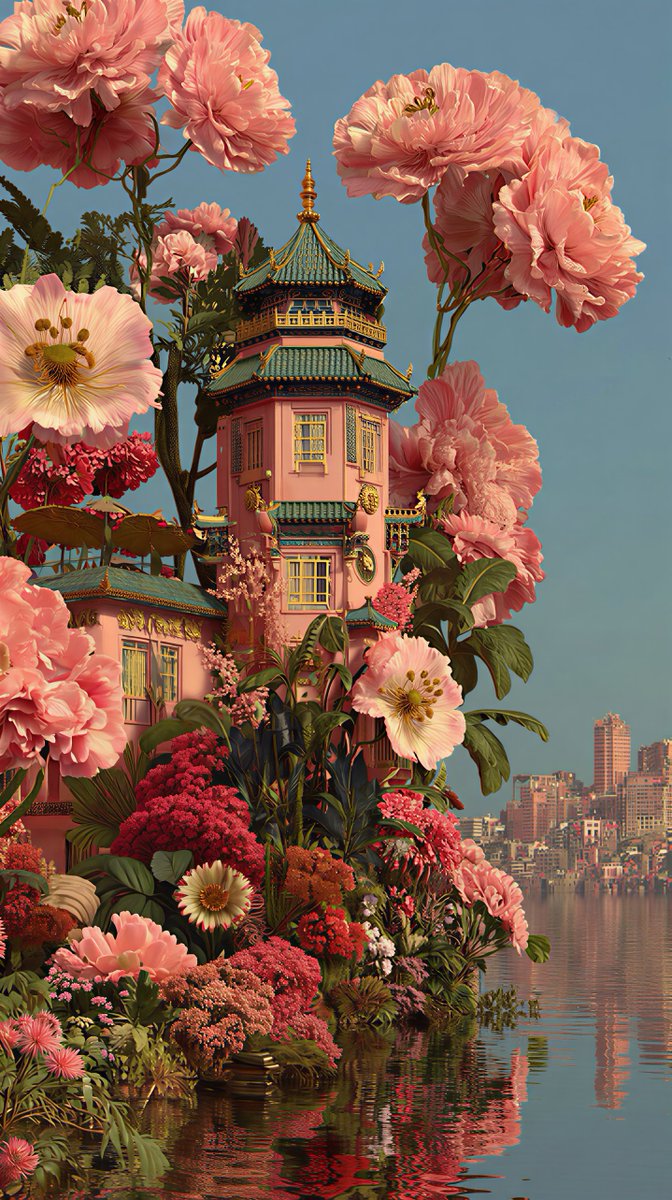 If only this world exists...

#surrealart #pagoda #fantasyartwork #floralart #dreamscape #midjourneyartwork #visuals #oriental
