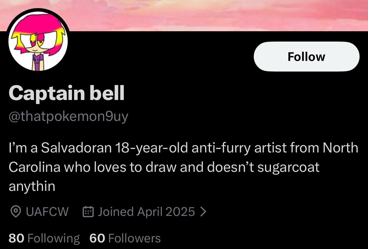 I'm not witch-hunting or anything, but look out for this ray of sunshine. They keep trying to harass me and some friends, so I felt the need to point it out. The description pretty much says it all.

Stay safe and block them if they do target you <3