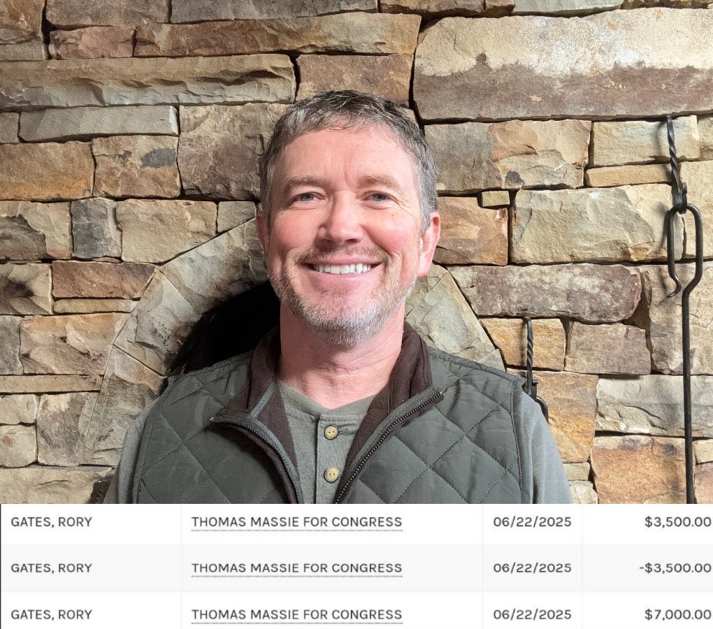 🚨Thomas Massie: I’m the only congressman who’s trying to expose the Epstein island visitors. 

🚨Also Thomas Massie: I accept donations from one of Epstein Island’s most frequent visitors, but I do it through his son, so hopefully it won’t make me look as bad. 😉