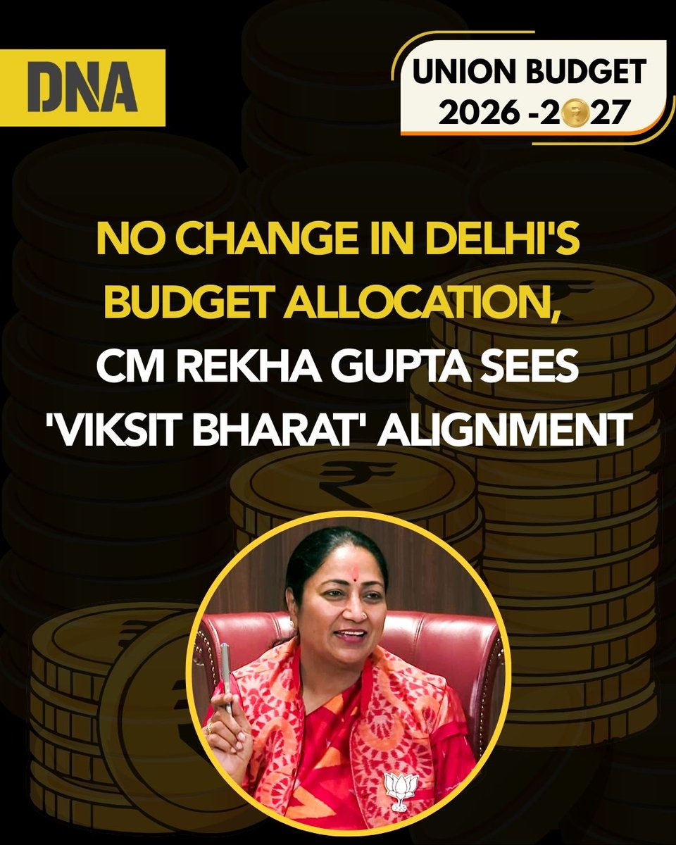 dna's tweet photo. #BudgetOnDNA | Delhi CM Rekha Gupta hailed the budget, suggesting that it covers every segment, "especially employment generation for youth, cultural heritage conservation and development, sports, rebates for availing education and health services in foreign countries."

Read Here: https://t.co/hZRuFBtlvT

#DNAUpdates | #UnionBudget2026 | #Budget2026 | #NirmalaSitharaman | #RekhaGupta