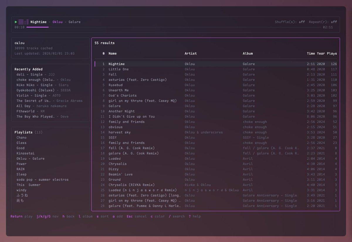 krzmknt's tweet photo. I built a TUI to control macOS https://t.co/tu2aCdtkOH from the terminal — because I don't want to leave the terminal. If you feel the same, give it a try.

`brew install krzmknt/tap/mmt`

https://t.co/d8Rj9Sph2K https://t.co/7eGs91qZn8