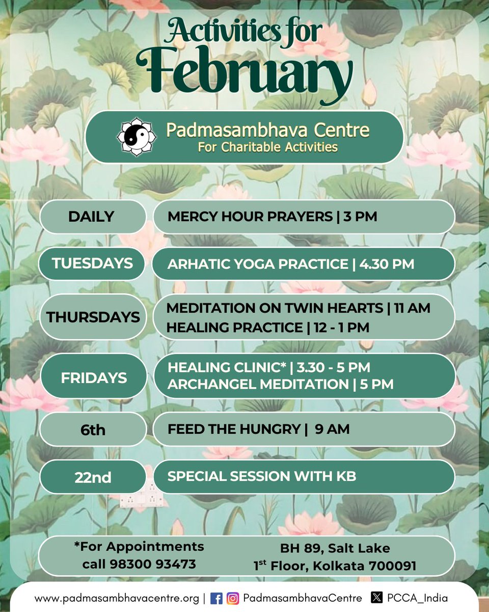 PCCA_INDIA's tweet photo. February invites us to slow down, reconnect, &amp; serve with an open heart 💚

At PCCA, this month is filled with daily prayers, meditative practices, healing sessions, and acts of compassion that nurture both inner transformation and collective well-being. https://t.co/EmgE8mhdlf