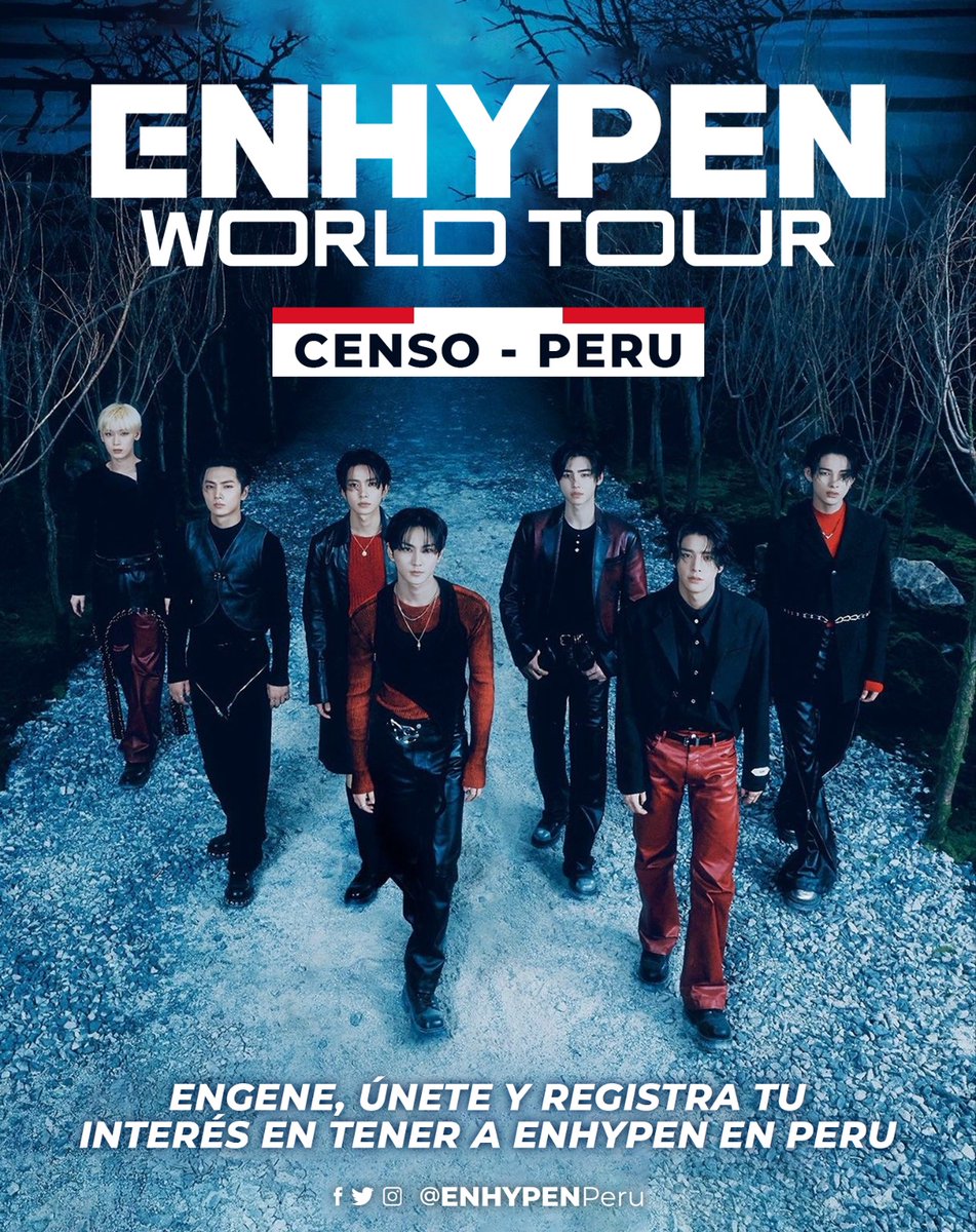 ❪ PERU WANTS TO SHOUT OUT ❫

ENGENE, ¿te imaginas a ENHYPEN en Perú?🇵🇪

Este censo, es un proyecto para conocer cuántas ENGENE peruanas somos para estar preparadas ante un posible concierto en nuestro país. 

Deja tu respuesta aquí: forms.gle/27gfvPTyN7rbkW…

🙌 Tu participación
