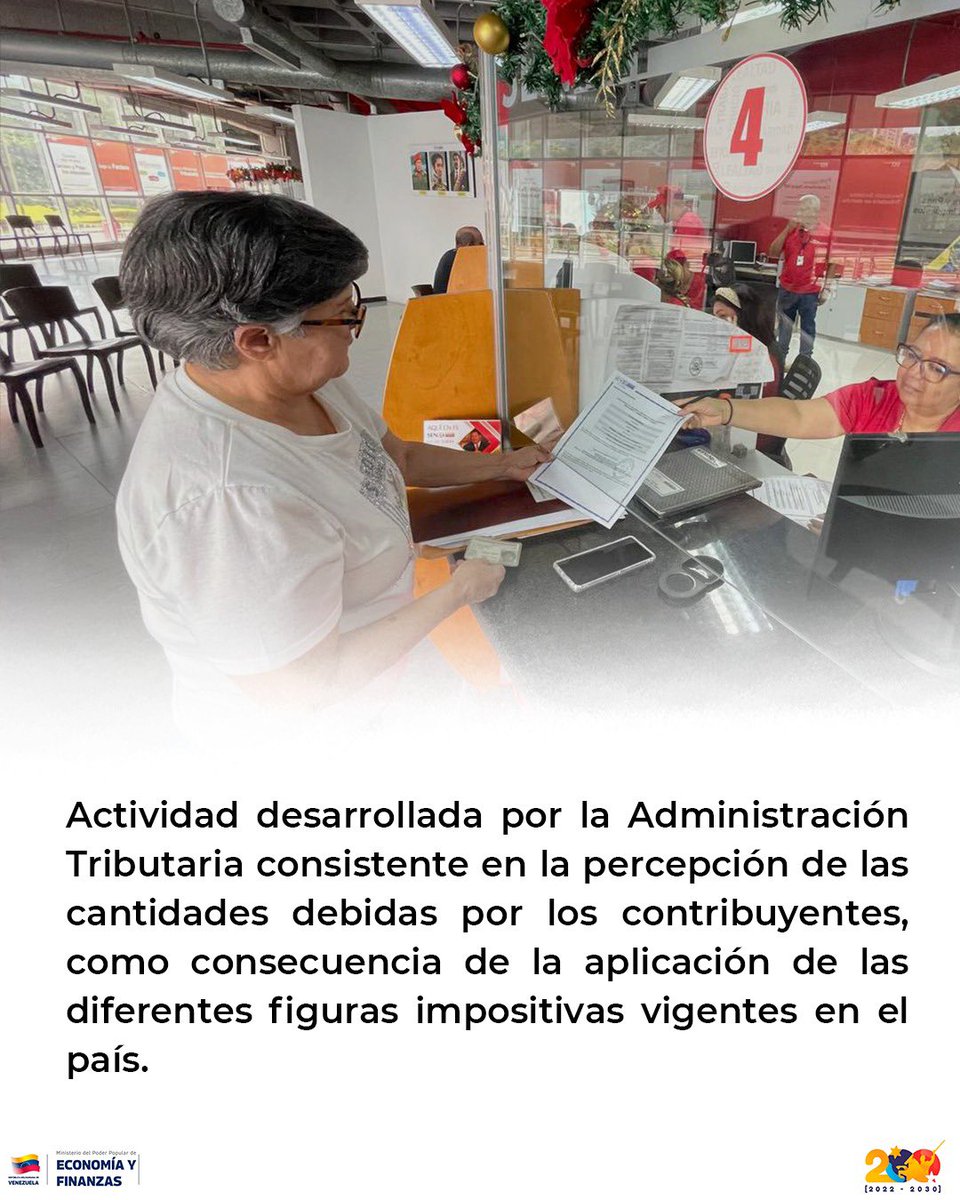 SENIAT_Oficial's tweet photo. Recaudación 🇻🇪❤️

Es el proceso mediante el cual la Administración Tributaria recibe los pagos de los contribuyentes.

#Seniat #Venezuela https://t.co/3uiRCsORlJ