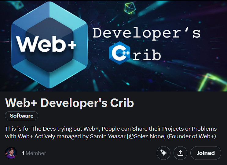 webp_dev's tweet photo. Join the Official Web+ Developer's Crib Community
https://t.co/rBFyaJxEaN
to keep up with New Updates, Launches, See other People's Creations, Bug Fixes etc.

This is a Place where devs can Collab and Grow together with Web+ Be a #webplusdev Now!

#webplus #ilovewebplus https://t.co/EobzJkRNKT