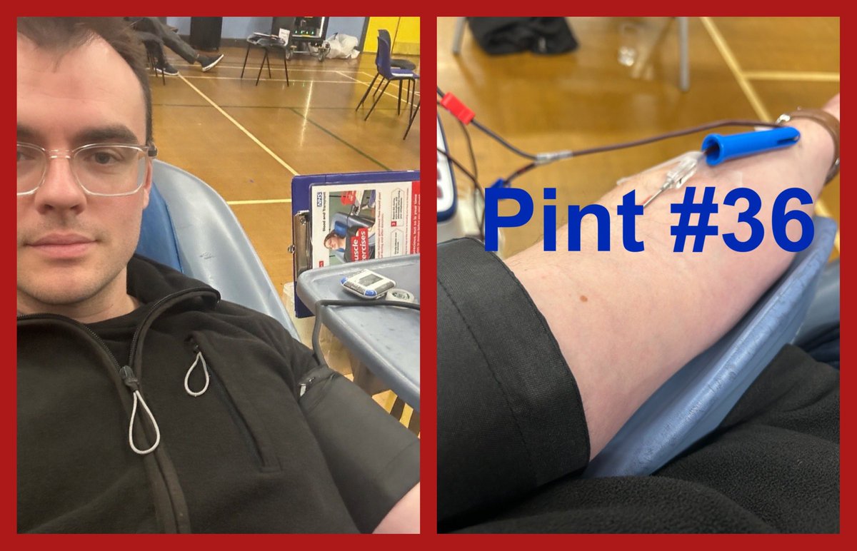 Donation #36 for <a href="/NHSBT/">NHS Blood+Transplant</a> this morning 🅰️🩸- lovely chatting with the donor carers and other staff working hard in the sports hall of Ashby Leisure Centre.