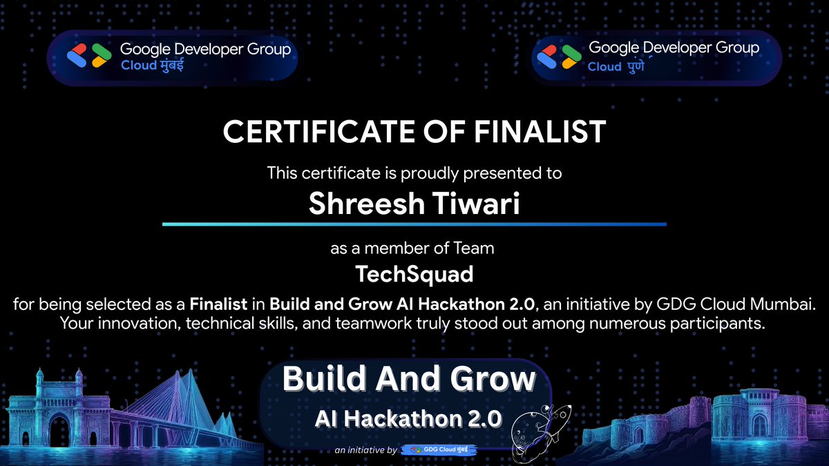 Workwithshreesh's tweet photo. ๐ Grateful, Proud, and Just Getting Started ๐
Iโm excited to share that I was selected as a Finalist in a recent hackathon, where I worked on building an AI-driven SOC (Security Operations Center) automation platform.#HackathonFinalist #CyberSecurity #AI #SOC #GoogleGemini https://t.co/IpsrpyQgMz